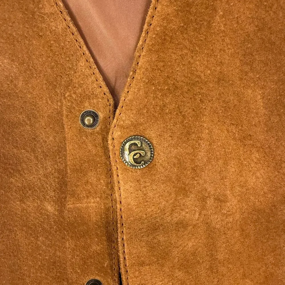 Cripple Creek Mens XL Suede Leather Vest Brown Western Cowboy Style